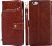 Ritstas PU + TPU Horizontale Flip Leren Case met Houder & Kaartsleuf & Portemonnee & Lanyard Voor iPhone 6/6S (Bruin)