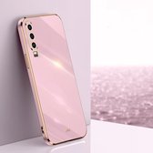 Voor Huawei P30 XINLI Rechte 6D Plating Gold Edge TPU Schokbestendige Case (Cherry Purple)