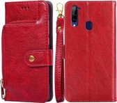 Voor ZTE Libero 5G Rits Tas PU + TPU Horizontale Flip Lederen Case met Houder & Kaartsleuf & Portemonnee & Lanyard (Rood)