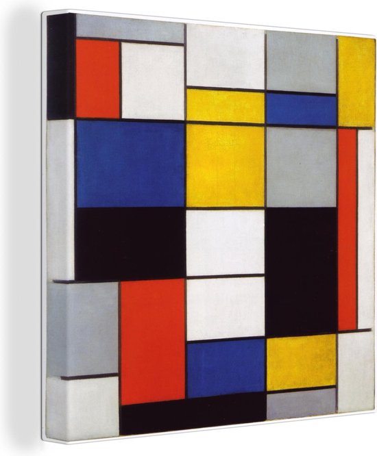 Canvas Schilderij Compositie A - Piet Mondriaan - 90x90 cm - Wanddecoratie