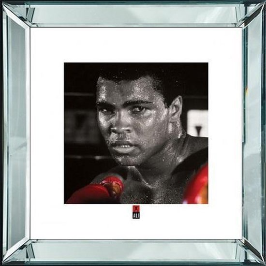 50 x 50 cm - Spiegellijst met prent - Muhammad Ali - prent achter glas