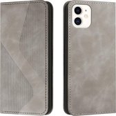 Skin Feel Magnetisch S-type Effen Kleur Horizontale Flip Leren Hoes Met Houder & Kaartsleuf & Portemonnee Voor iPhone 13 (Grijs)