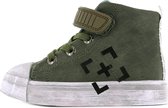 Shoesme hoge army groene sneaker met zwarte print