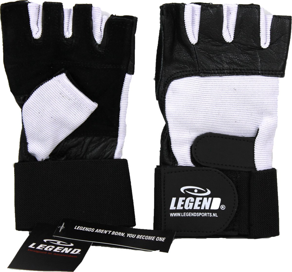 Legend Sports Fitness Handschoen Leder Zwart/wit Legend Maat Xl