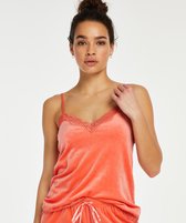 Hunkemöller Dames Nachtmode Cami Velours Lace  - Oranje - maat XL
