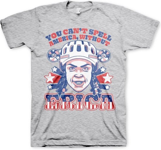 Stranger Things Heren Tshirt -L- You Can't Spell America Without Erica Grijs