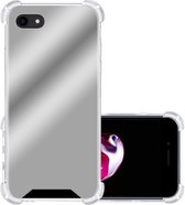 Hoes voor iPhone SE 2020 Hoesje Spiegel Hoes Shock Proof Case Spiegel Hoesje - Zilver