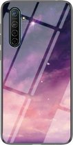 Voor OPPO Realme XT Sterrenhemel Geschilderd Gehard Glas TPU Schokbestendige Beschermhoes (Dream Sky)