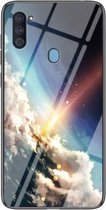 Voor Samsung Galaxy A11 US Versie Sterrenhemel Geschilderd Gehard Glas TPU Schokbestendig Beschermhoes (Heldere Sterren)