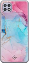 Samsung A22 5G hoesje siliconen - Marmer blauw roze | Samsung Galaxy A22 5G case | multi | TPU backcover transparant