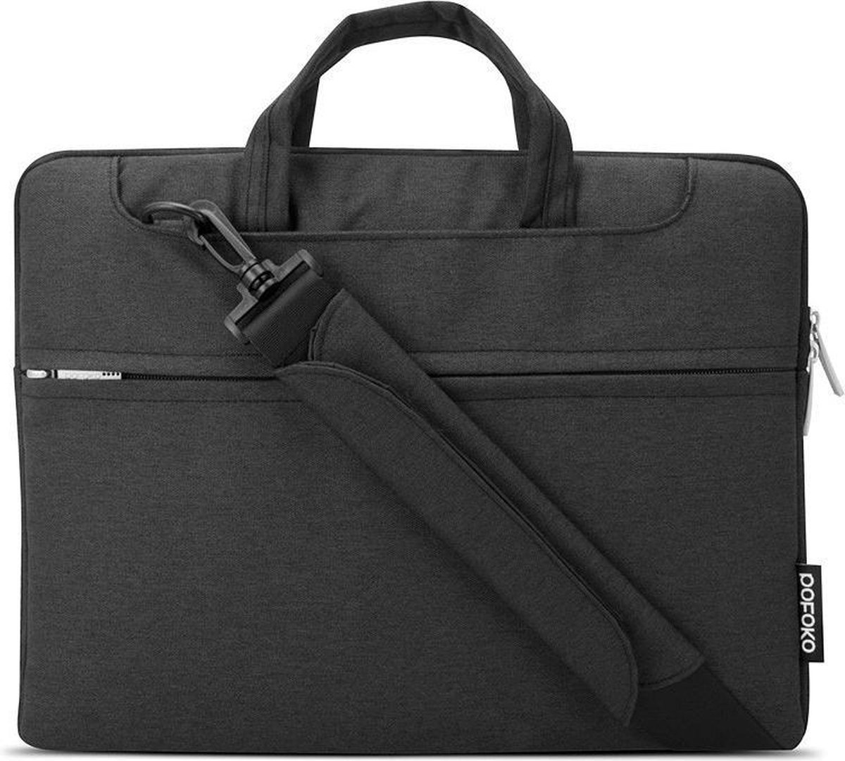 POFOKO 11.6 inch laptoptas met schouderband - Zwart