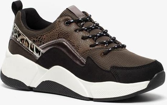 Blue Box dames dad sneakers met dierenprint - Groen - Maat 37 | bol.com