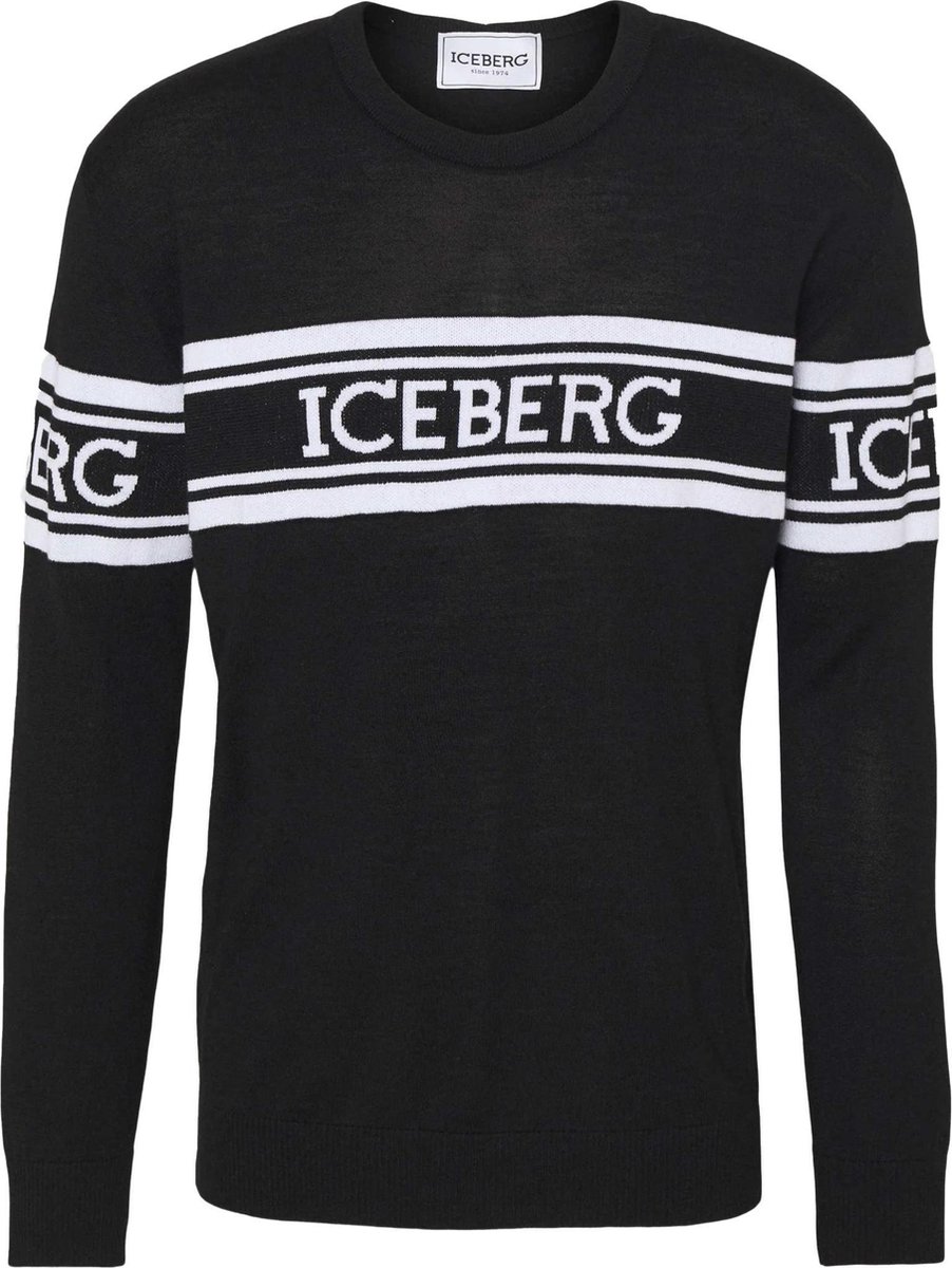 Iceberg Logo Sweater Zwart Heren maat S