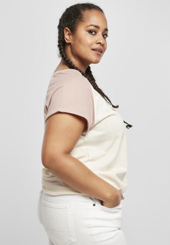 Urban Classics Tshirt Femme -2XL- Contraste Raglan Crème/Rose
