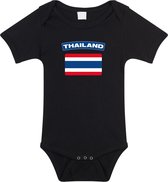 Thailand baby rompertje met vlag zwart jongens en meisjes - Kraamcadeau - Babykleding - Thailand landen romper 80 (9-12 maanden)