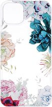 Shop4 - Geschikt voor iPhone 13 Hoesje - Zachte Back Case TPU Siliconen Exotische Bloemen Transparant
