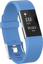 Siliconen Smartwatch bandje - Geschikt voor Fitbit Charge 2 siliconen bandje - hemelsblauw - Strap-it Horlogeband / Polsband / Armband - Maat: Maat L