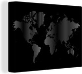 Canvas Wereldkaart - 40x30 - Wanddecoratie Wereldkaart - zwart wit