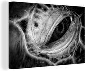 Canvas Schilderij Close-up karetschildpaddenoog - zwart wit - 120x80 cm - Wanddecoratie