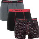 O'Neill boxers 3P logo & plain zwart & grijs - XL