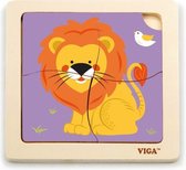 houten legpuzzel leeuw 15 cm 4 stukjes multicolor