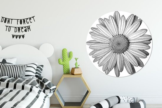 Cercle Mural - Cercle Mural Intérieur - Marguerite - Croquis - Bloem - ⌀ 140 cm - Décoration murale - Peintures Ronds