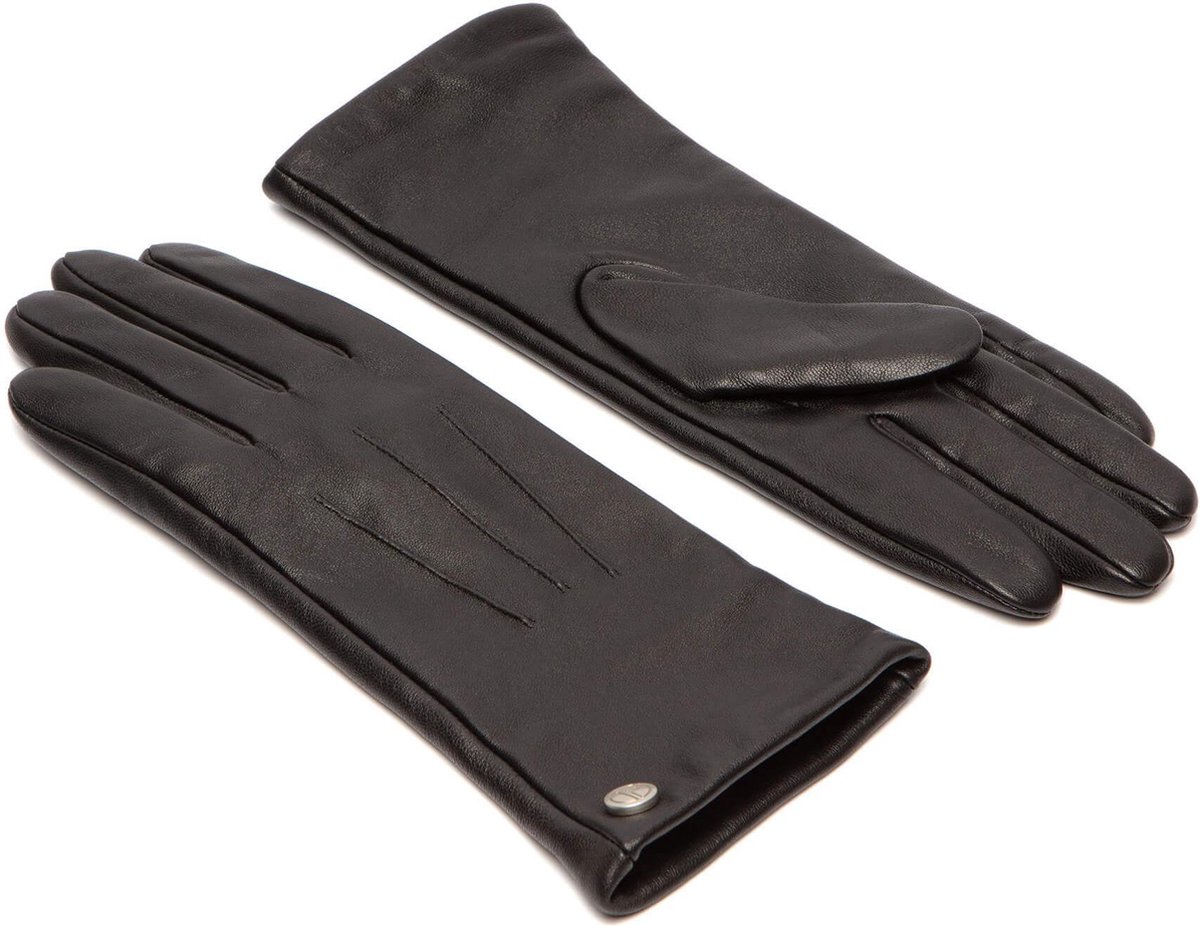 Leren Handschoenen Dames - Gevoerd Luxe Wollen Voering - 100% zacht schapenleer - Dames Handschoenen Winter - Frickin Model Eve - Comfortabel Warme Handen en Vingers - Touchscreen Handschoenen Dames Zwart - maat L