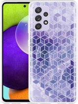 Hoesje Geschikt voor Samsung Galaxy A52 Paars Hexagon Marmer