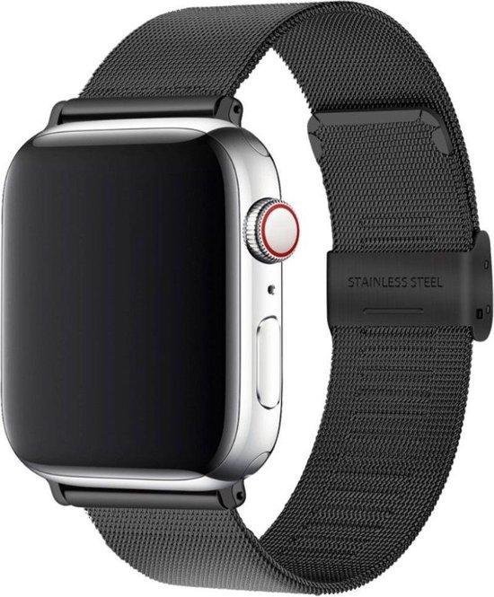 Foto: By qubix milanese loop bandje zwart geschikt voor apple watch 44mm 45mm 46mm 49mm ultra 1 2 en 3 compatible apple watch bandje