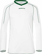 Masita | Sportshirt Heren Lange Mouw - Striker Voetbalshirt Fitness Shirt- Hardloopshirt Heren - Wedstrijdshirt - sneldrogend - WHITE/GREEN - 116