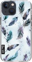 Casetastic Apple iPhone 13 mini Hoesje - Softcover Hoesje met Design - Feathers Blue Print