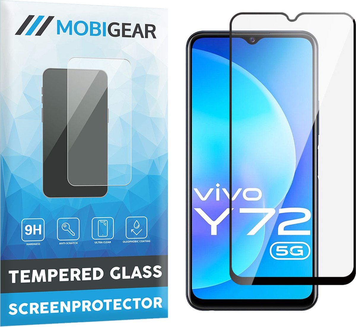Mobigear Screenprotector geschikt voor Vivo Y72 Glazen | Mobigear Premium Screenprotector - Case Friendly - Zwart