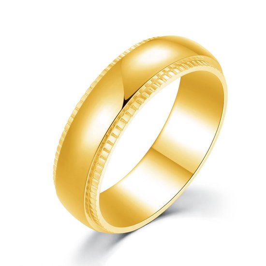 Twice As Nice Ring in goudkleurig edelstaal, 6 mm, gestreept 62