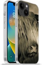 Geschikt voorApple Iphone 14 - Softcase hoesje - Schotse Hooglander - Dieren - Haar - Siliconen Telefoonhoesje