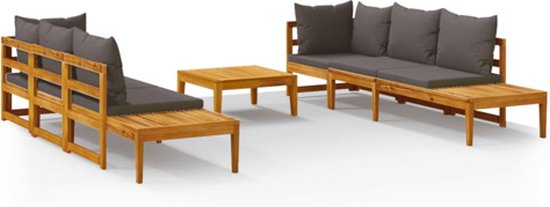 vidaXL Ensemble de jardin Bois d'acacia - 175x66x60 cm - kussen gris foncé - Ensemble de jardin