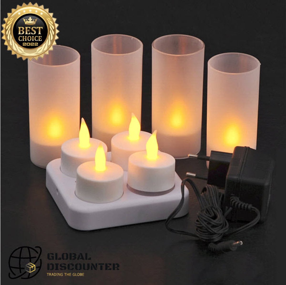 A.K.A. Led Kaarsen 4 stuks Oplaadbare waxinelichtjes kaars Kerst
