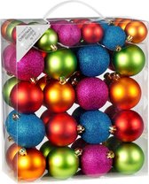 100x Gekleurde mix kunststof kerstballen pakket 4-6 cm - Kerstboomversiering gekleurd