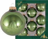 24x Jungle groene glazen kerstballen glans 7 cm kerstboomversiering - glans - Kerstversiering/kerstdecoratie groen