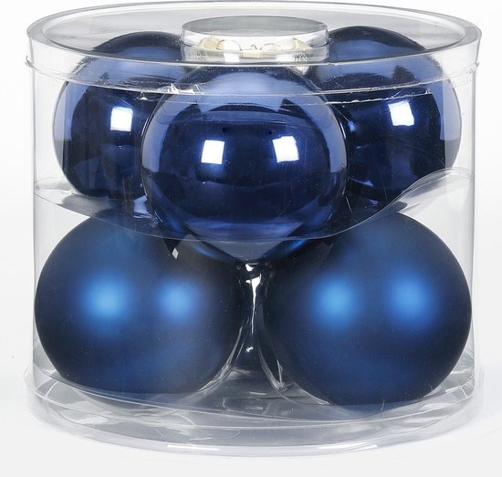 Kerstversiering glazen kerstballen donkerblauw 6810 cm pakket van 38x