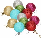 12x Boules de Noël à paillettes colorées en polystyrène 5 cm - Décorations de Noël Décorations pour sapins de Noël - Décorations de Noël / Décorations de Noël