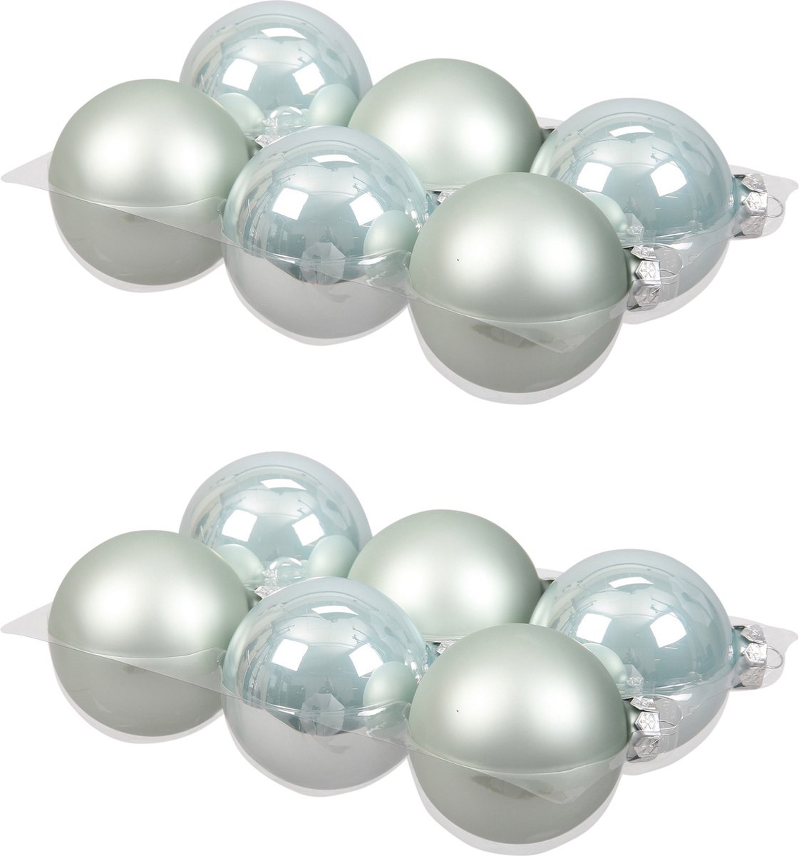 Othmar Decorations Kerstballen - 12x stuks - 8 cm - glas mat en glans - mintgroen - kerstboomversiering
