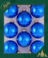 24x stuks glazen kerstballen 7 cm klassiek blauw glans kerstboomversiering - Kerstversiering/kerstdecoratie