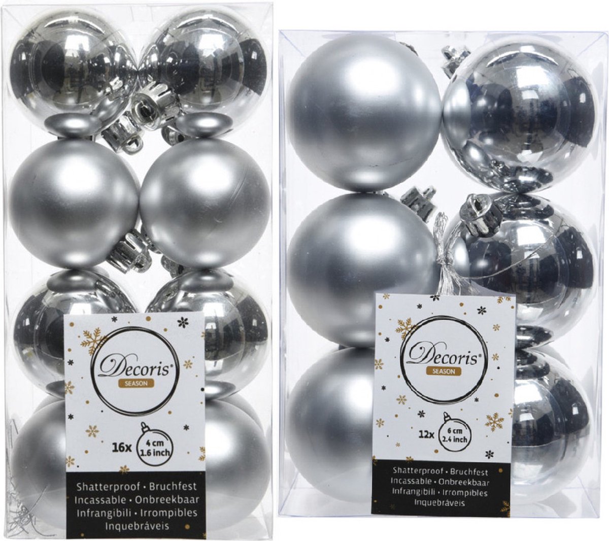 Kerstversiering kunststof kerstballen zilver 4-6 cm pakket van 40x stuks - Kerstboomversiering