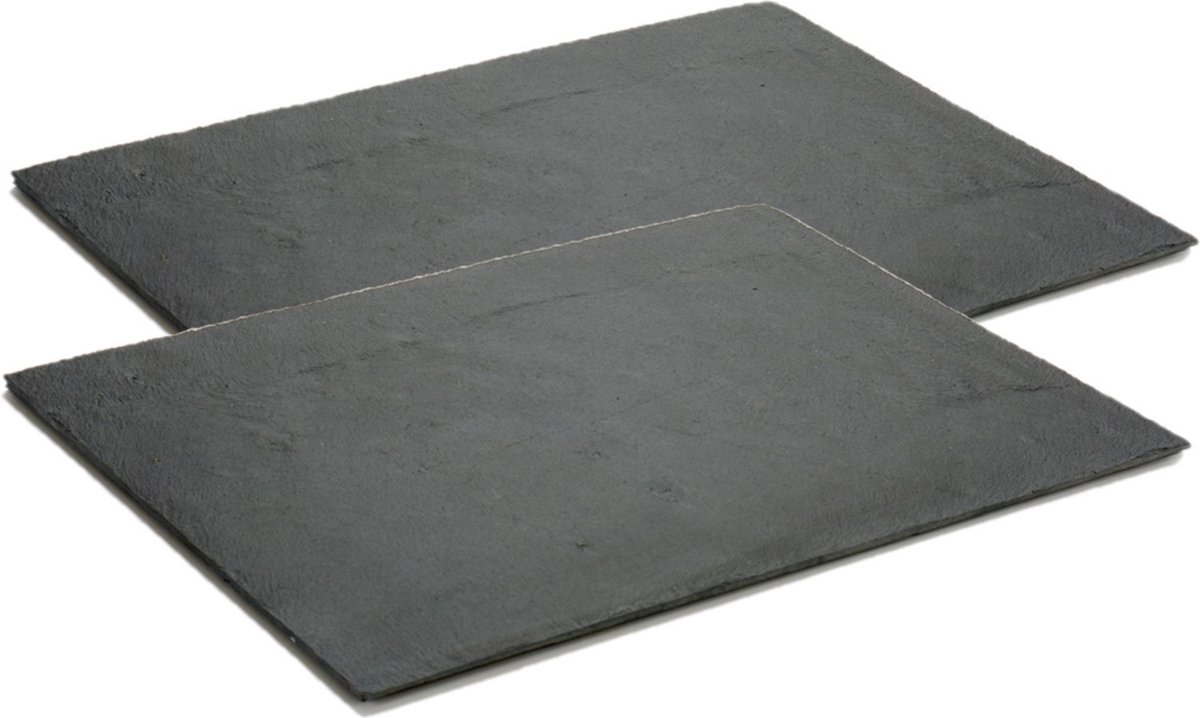 Arte serveerplank - 4x stuks - grijs - leisteen - 30 x 40 cm - voedsel presenteren - antraciet