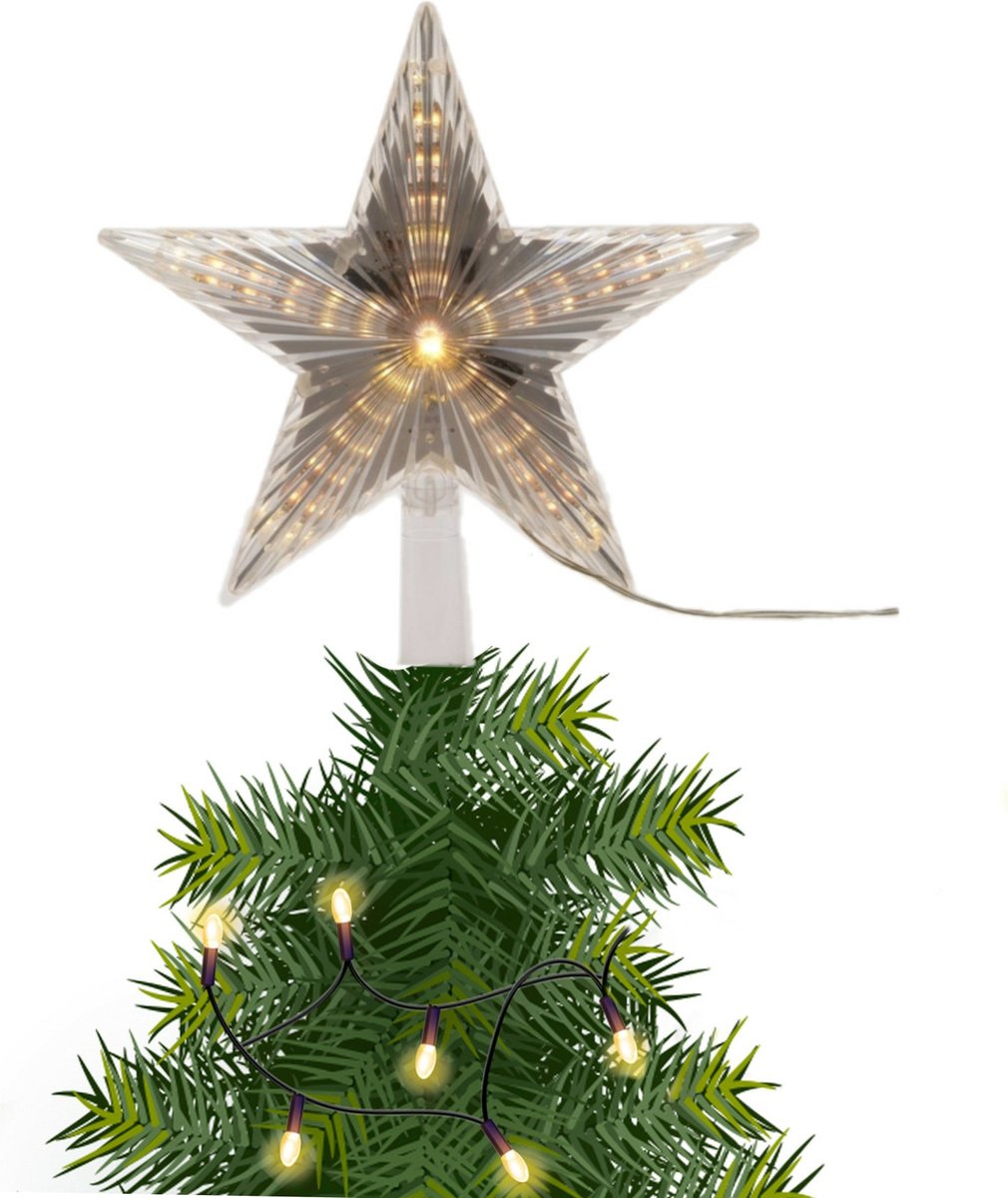 Kerstboom piek/topper - ster - lichtgevend - warm wit - kunststof - 22 cm |  bol.com