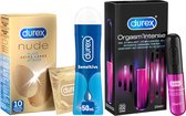 Durex - 10 stuks Condooms - Nude XL - 110 ml Glijmiddel - Intense Orgasm 10ml - Play Sensitive 100ml - Voordeelverpakking