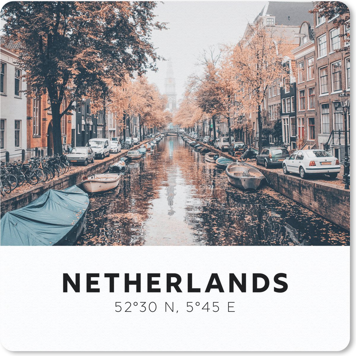 Muismat 30x30 cm - Mousepad Nederland - Kanalen - Boten - Muismatten