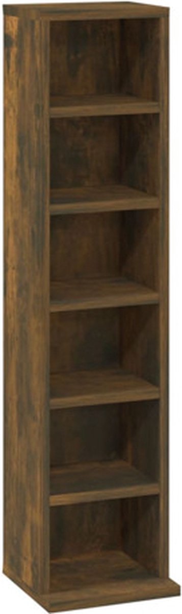 vidaXL - Cd-kast - 21x20x88 - cm - bewerkt - hout - gerookt - eikenkleurig