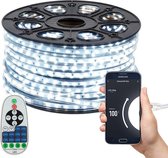 LED Strip Koud Wit - 15 Meter aan één stuk - Met Wi-Fi App + IR 23 knops afstandsbediening - Smarthome - Google Home/Amazon Alexa - Waterdicht - Makkelijke mobiele App voor bedienen inclusief afstandsbediening - iOS en Android