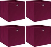 vidaXL-Opbergboxen-4-st-32x32x32-cm-stof-donkerrood